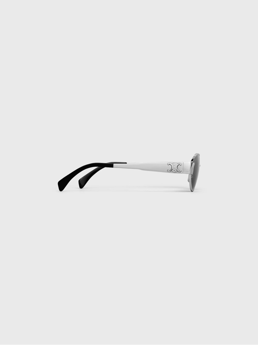 Celine Triomphe Oval Sunglasses Silver w/ Case & Dust Bag Black Lens - Picture 2 of 11